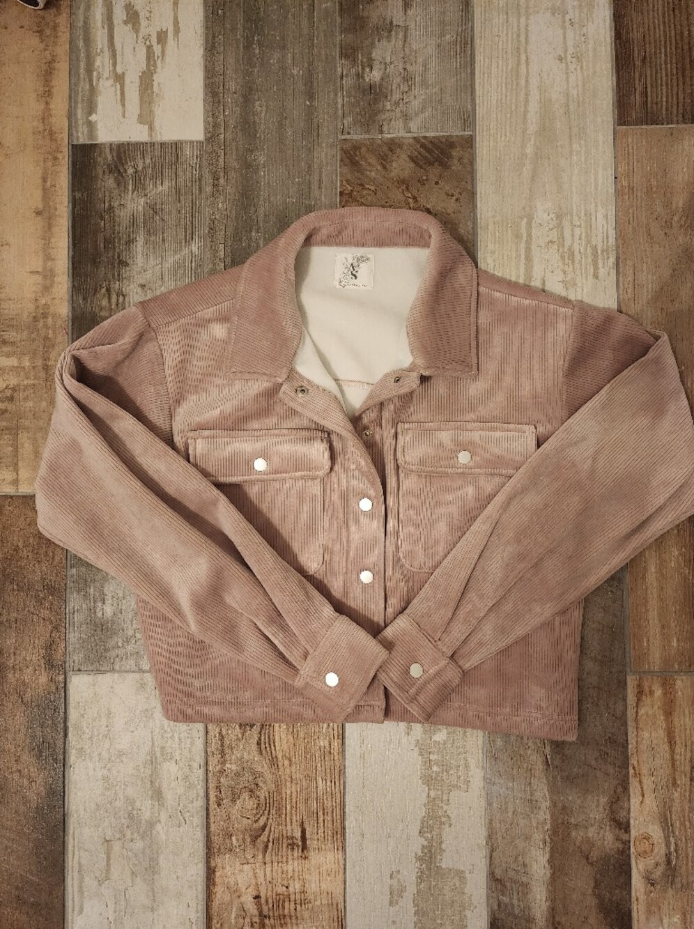 Altar'd State Blush Corduroy Button-Front Jacket